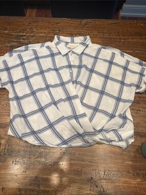Women’s Blue Windowpane Check Button-Up Shirt